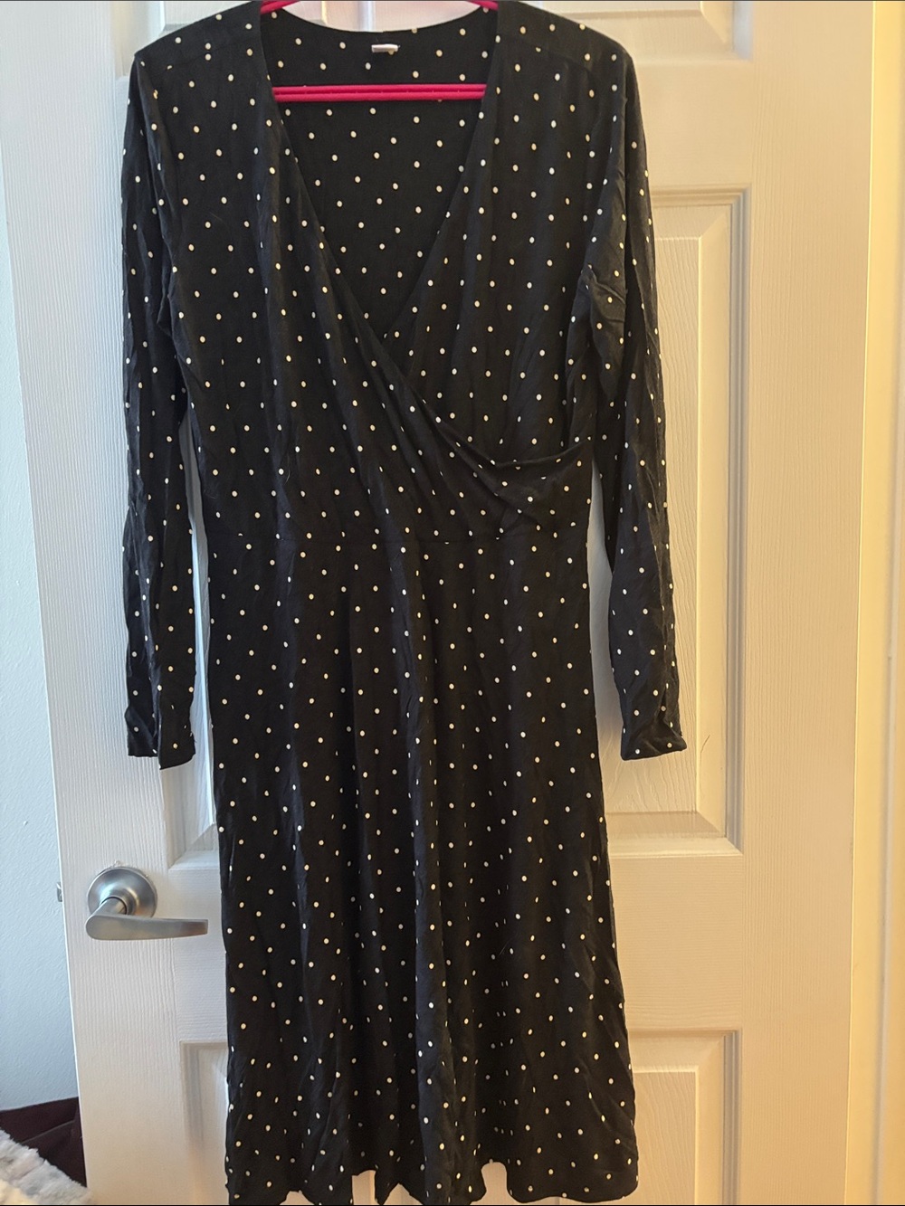 Polka Dot Midi Dress - Black with White Dots